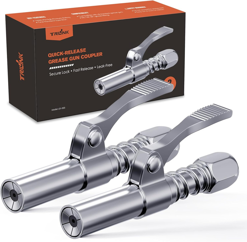 Grease Gun Coupler 2-Pack, Quick Release Grease Gun Tips with One-Hand Operat...