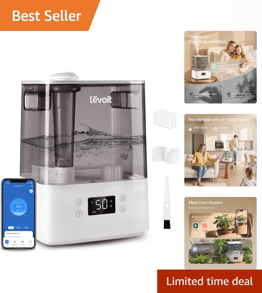 Quiet Cool Mist Diffuser Humidifier for Rooms Up to 505 sq ft -  Certified