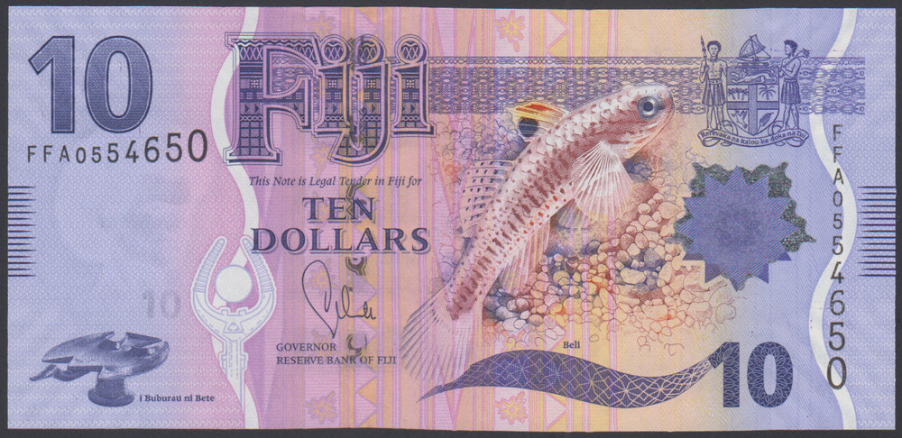Fiji  10 Dollars  2013  AU-UNC  P. 116, Banknote, Uncirculated