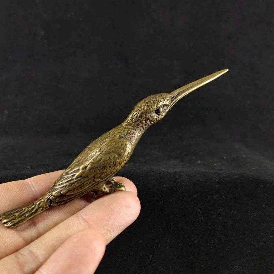 Solid copper plated long-billed bird collectible