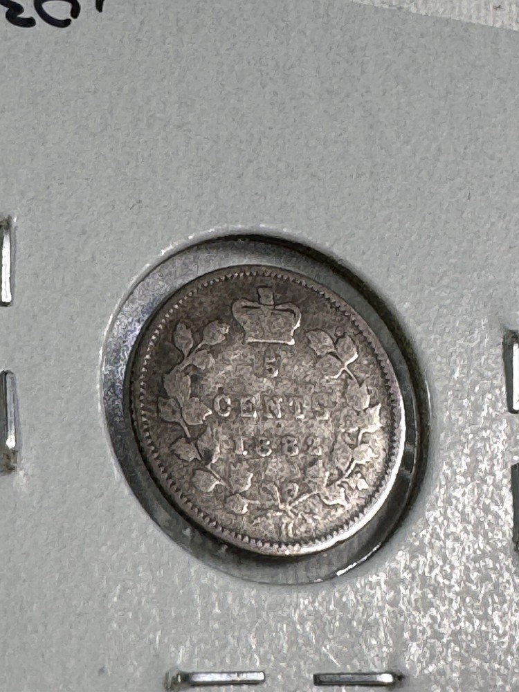 1882-H Canada 5 Cents Small Silver Coin Cleaned