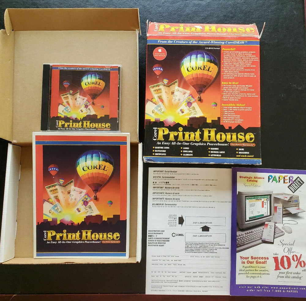 Vtg Corel Print House Macintosh MacOS 7.5 Graphics Program CDFormat NOS 1996