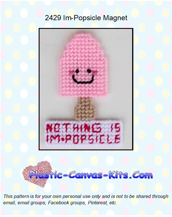 Im-Popsicle Magnet - Plastic Canvas Pattern or Kit