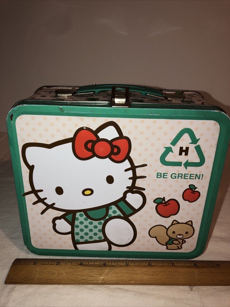Hello Kitty Be Clean Tin Green Lunch Box