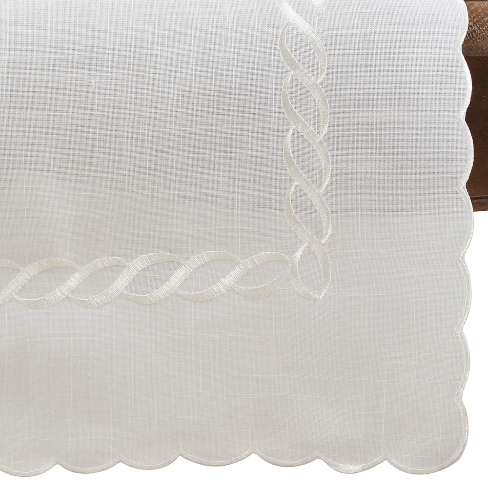 Braided Embroidery Table Runner White 16"x68"