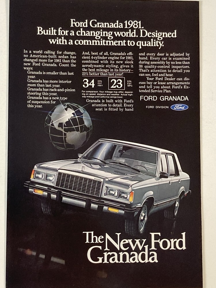 1981 Ford Granada Print Ad Changing World