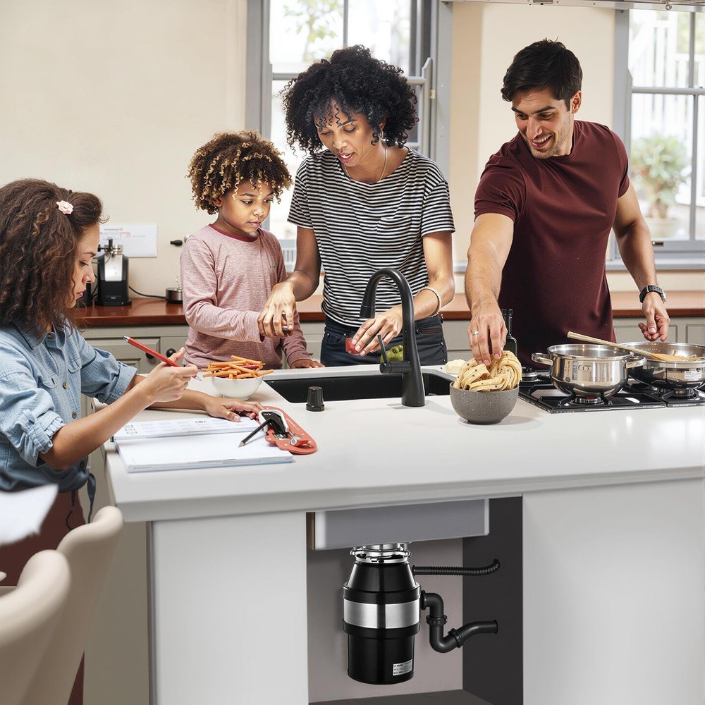 NTUD 3/4 HP Continuous Feed Garbage Disposal With Cord, Anti-Jam & Compact US