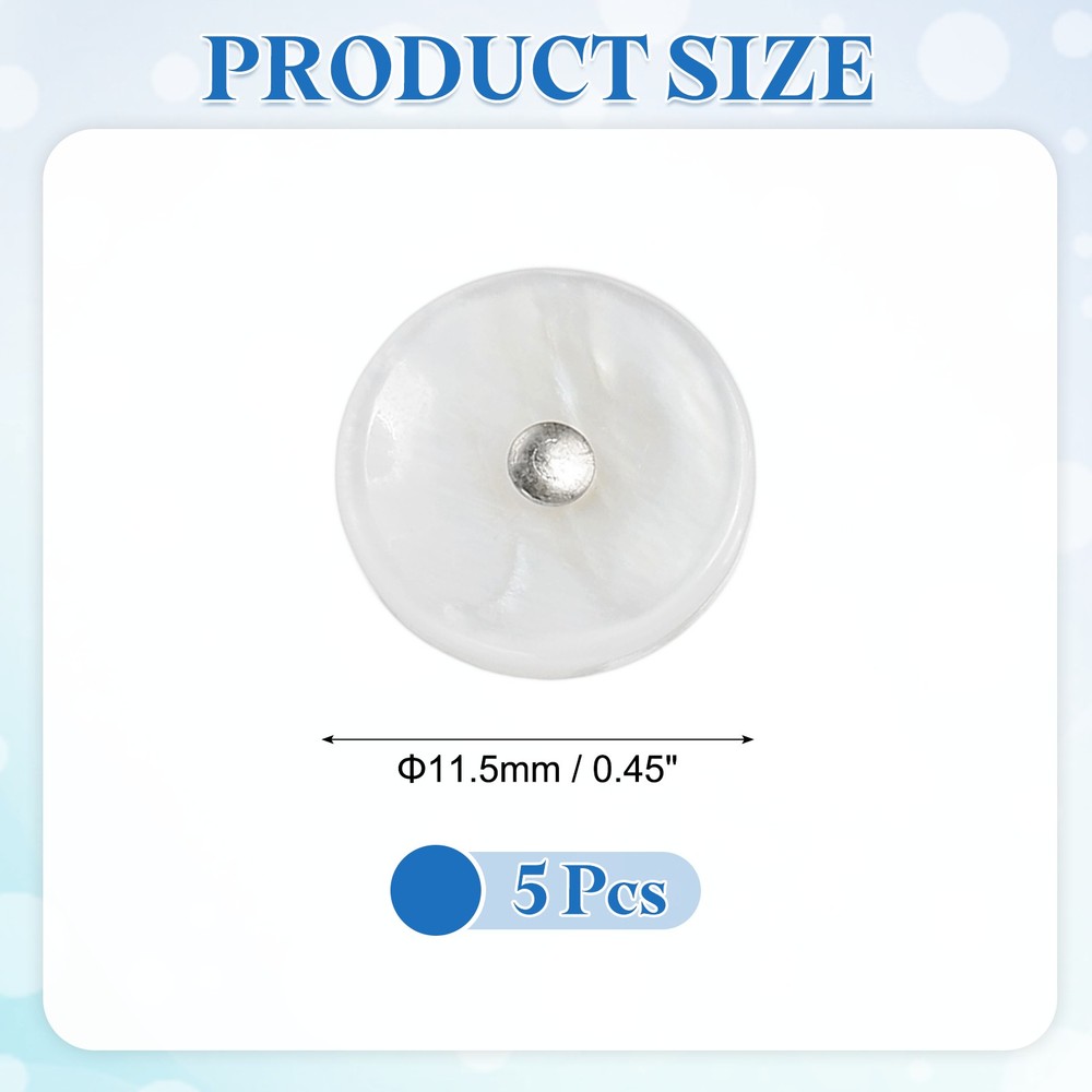 5Pcs Natural Shell Button, 11.5mm Bowl Shell Shank Buttons, Mixed White/Silver
