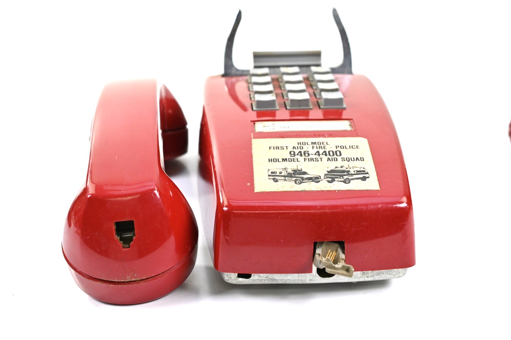 Vintage Red Bell System Wall Phone Push Button 1976 Emergency Style