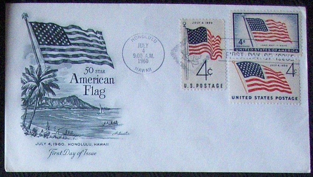 US FDC combo 50 STAR AMERICAN FLAG 1960.