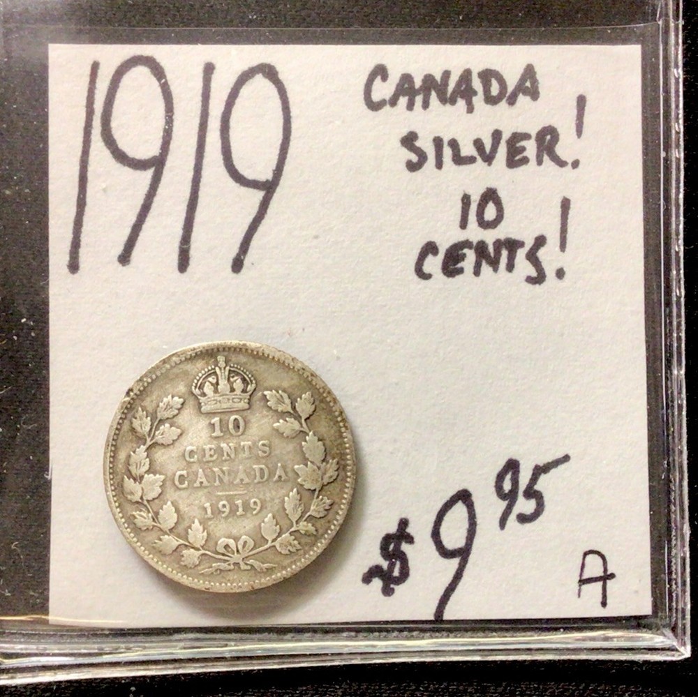 1919 Canada Silver! 10 Cents! ENN Coins