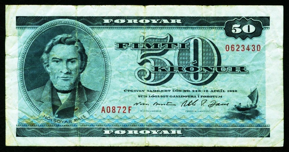FAROE ISLANDS. 50 Kronur 1987. 20c
