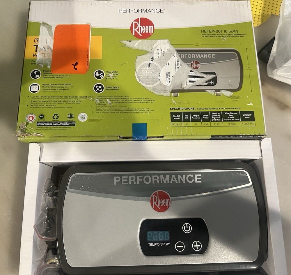 Rheem RETEX 06T - 6.5 kW  240v Tankless Electric Water Heater  NIB
