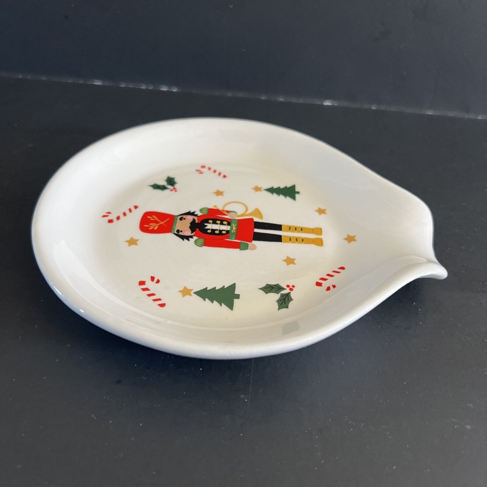 Christmas Holiday Nutcracker Spoon rest Ceramic Decorative Kitchen NEW