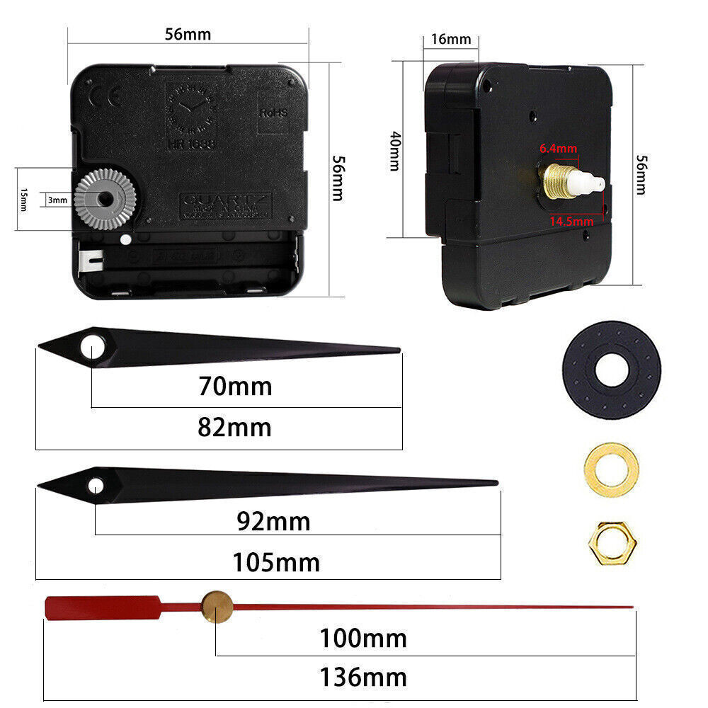 DIY replacement quartz movement parts for wall clocks