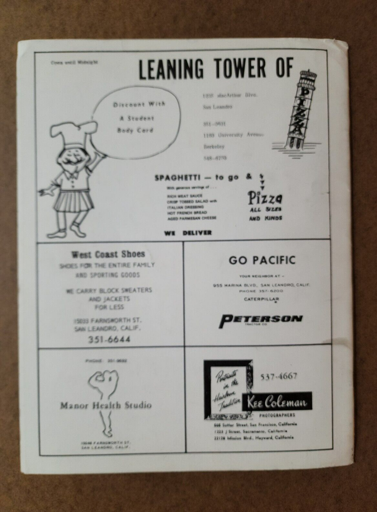 1972 Pacific High School - Viking Baseball Program - San Leandro California