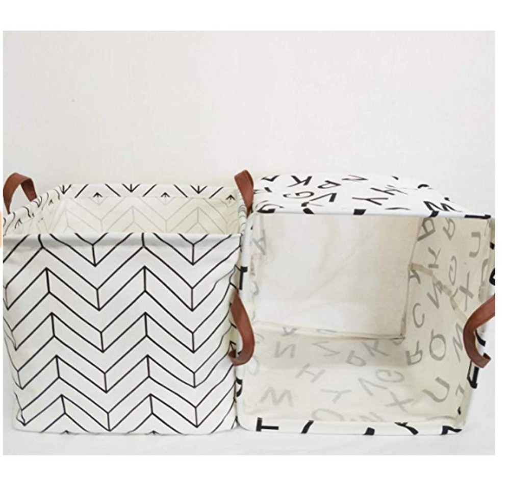 Square canvas toy storage box storage basket, foldable storage basket storage...