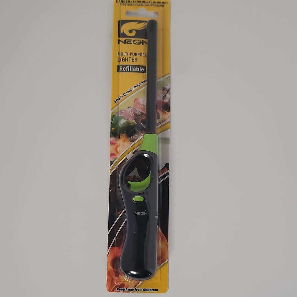 NEON Multi-Purpose Refillable Plastic Lighter Black Green