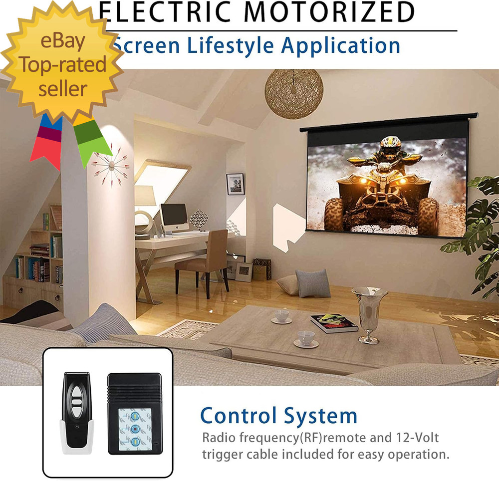 120" Motorized Projector Screen Electric Diagonal Automatic Projection 4:3 HD Mo
