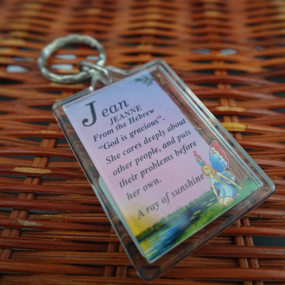 Jean Personalized Keychain Plastic Novelty Name Definition Meaning Gift