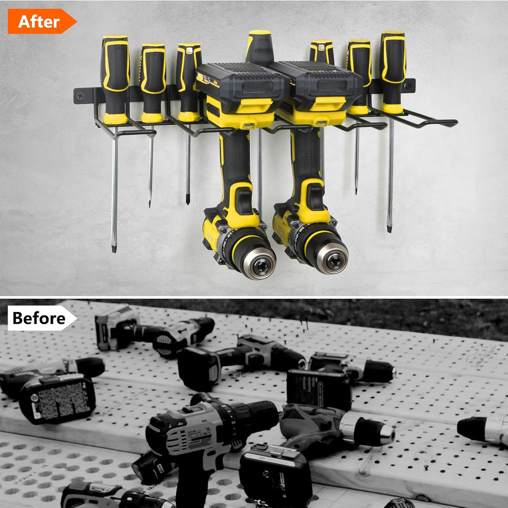 Cordless Drill Wall Mount Organizer, Heavy-Duty Tool Storage Rack