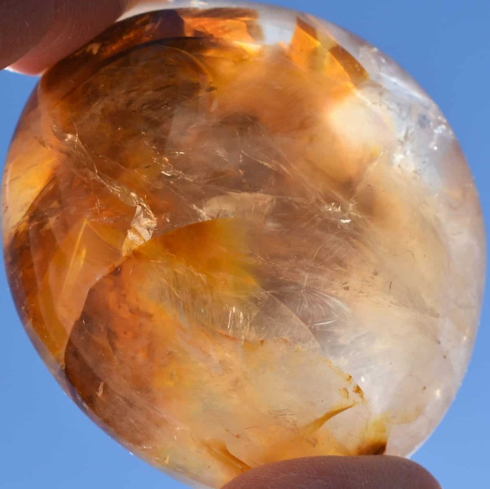 Yellow Hematoid Quartz Palm Stone #9