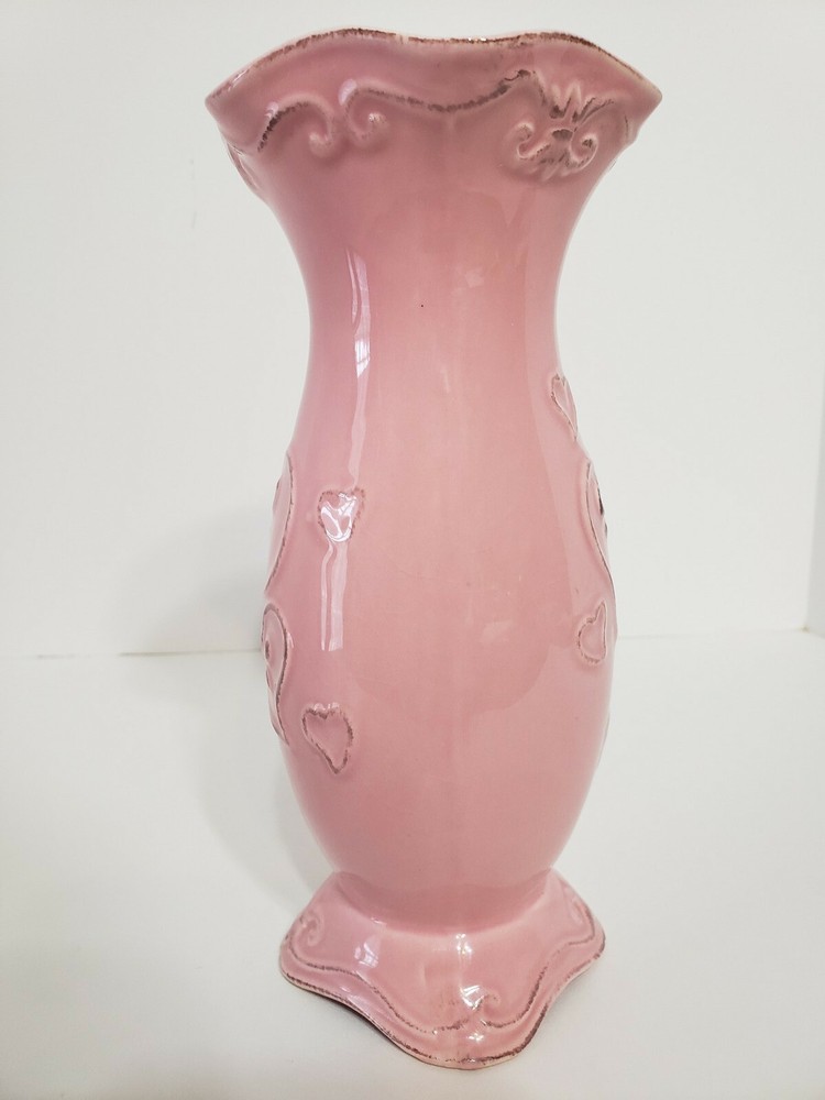 Valentine Pink ceramic vase Hearts Springtime
