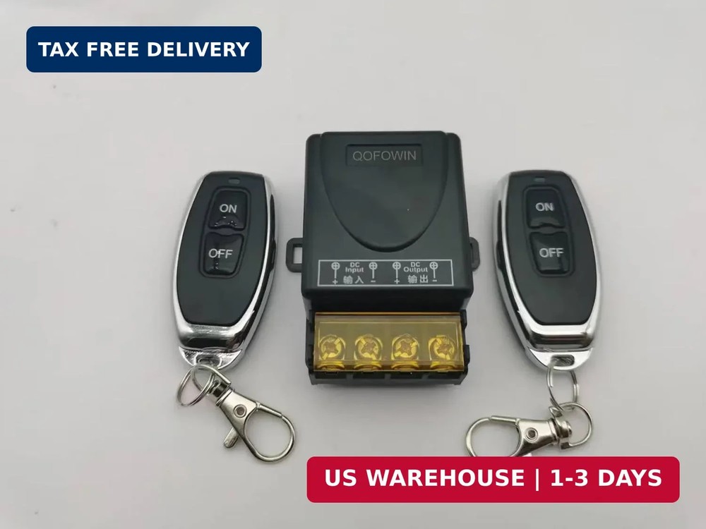 Wireless Remote Switch with 328 ft Long Range,DC 12V/24V/48V/72V Current Rating