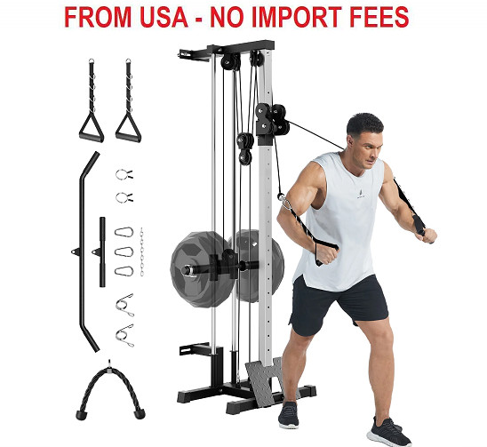 Wall Mount Cable Station LAT Pulldown Machine w/19 Positions Dual Pulley