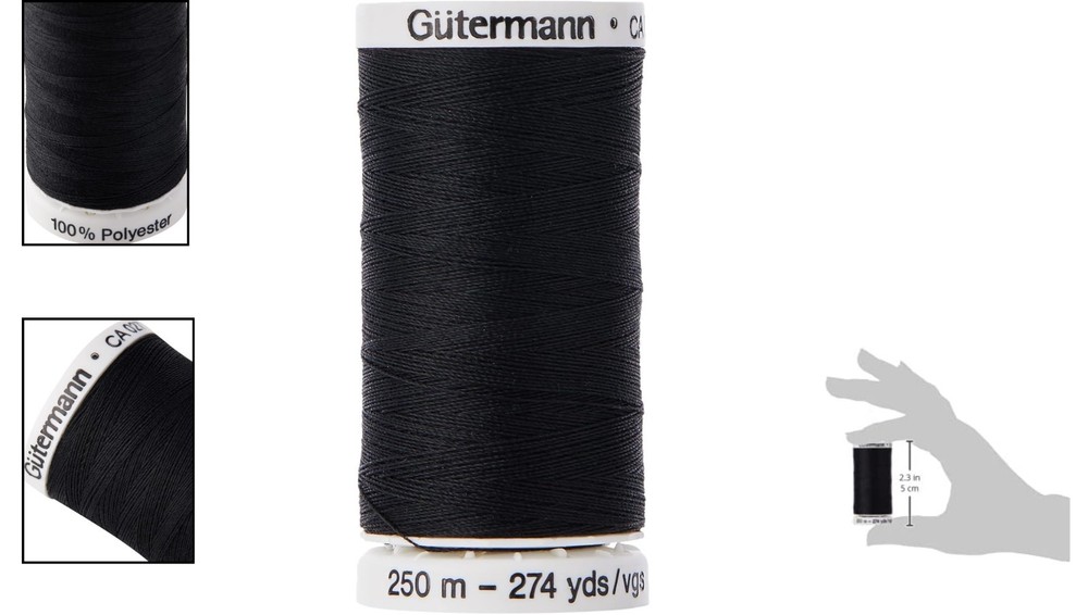 Versatile 250m Black Polyester Sew-All Thread - Perfect for Hand and Machine Use