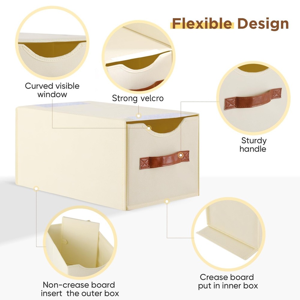 2 Pack Stackable Storage Drawers, Fabric Closet Organizers and Storage with H...