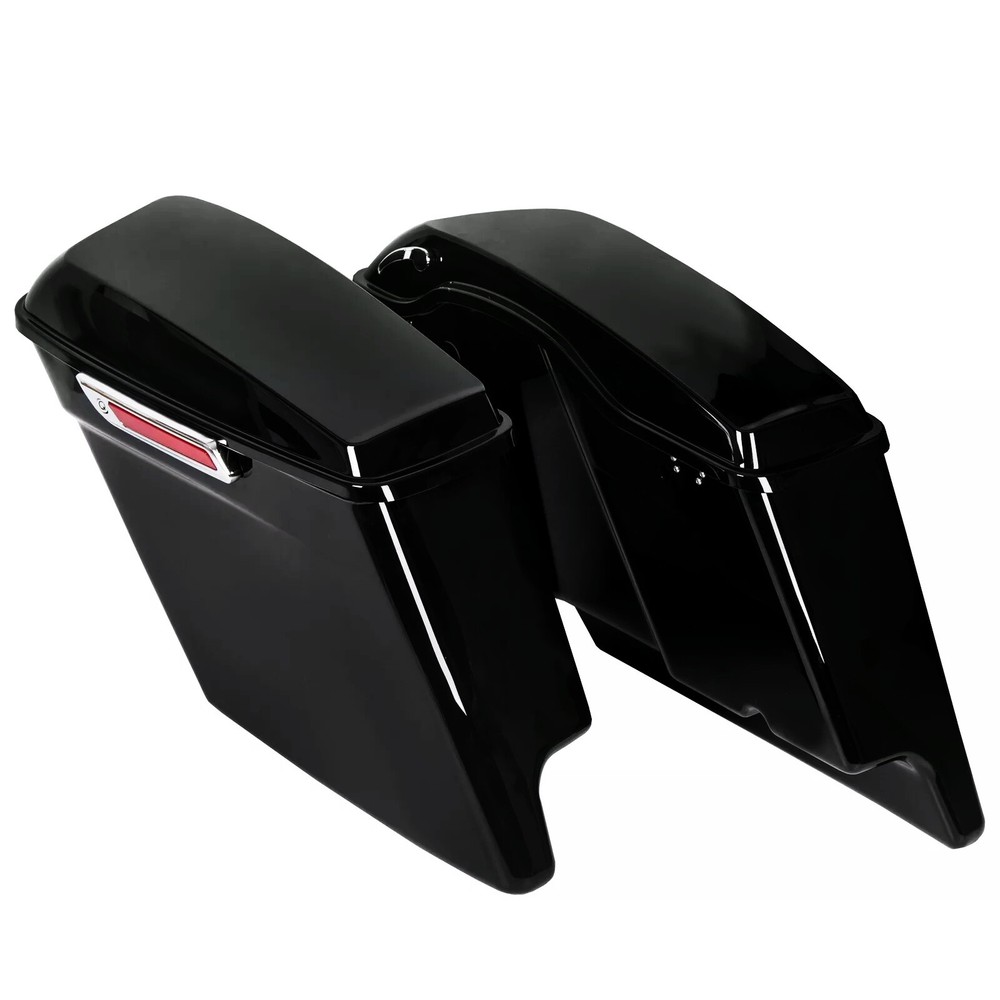 5" Extended Hard Saddlebags Saddle Bags & Conversion Brackets For Harley Softail