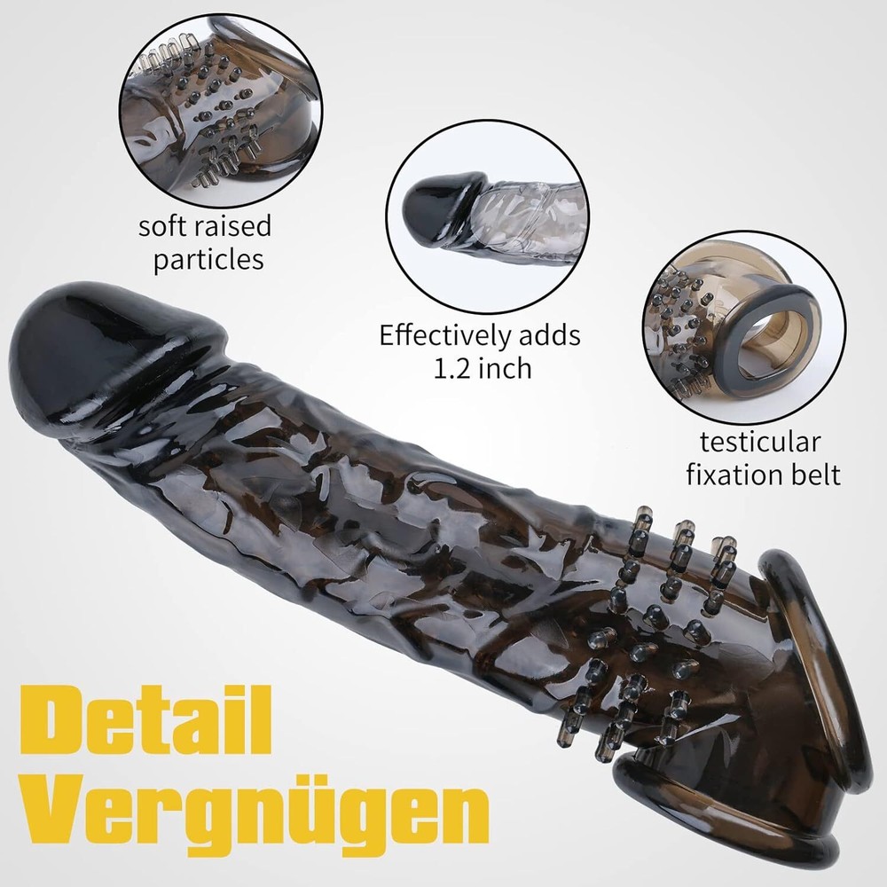 Penis Sleeve Extender Super Thick Realistic Textured Sheath Girth Enhancer Men