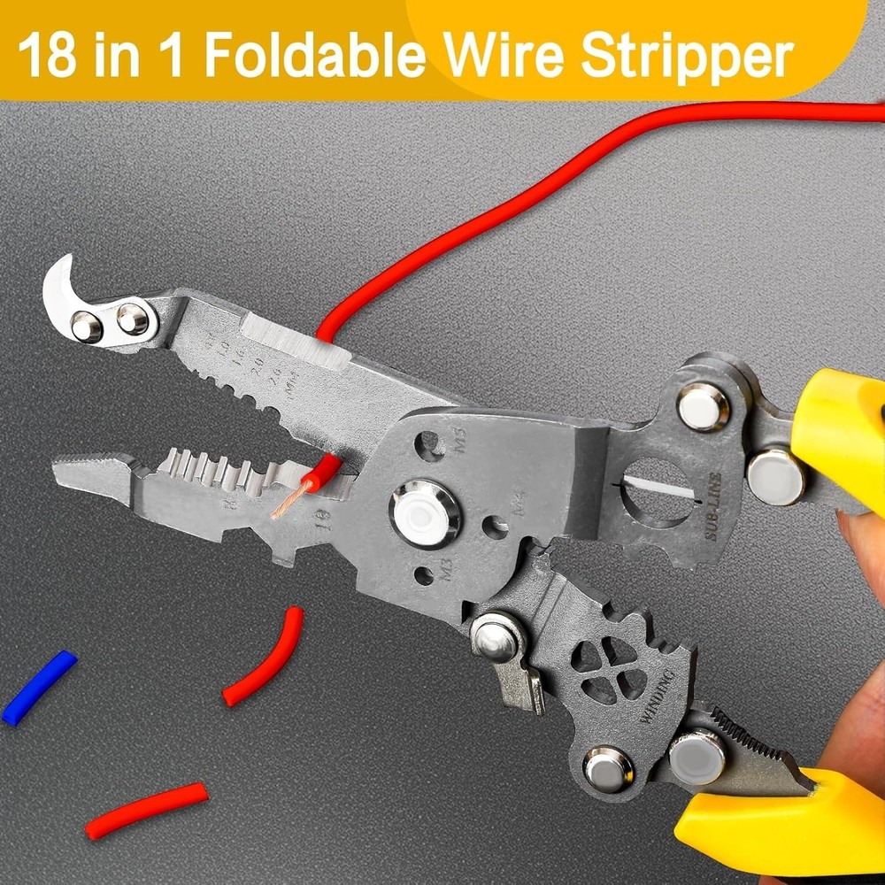 18 in 1 Foldable Wire Stripper 2 pack Pulley Design Multi-Function Crimping P...