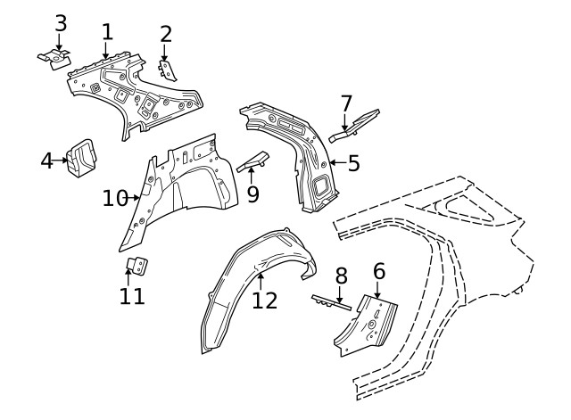Genuine GM Passenger Side Quarter Inner Rear Panel 20901816
