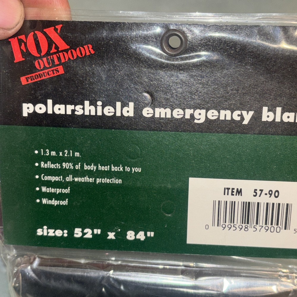 Polar shield emergency blanket. Metallic. 52” x 84”.
