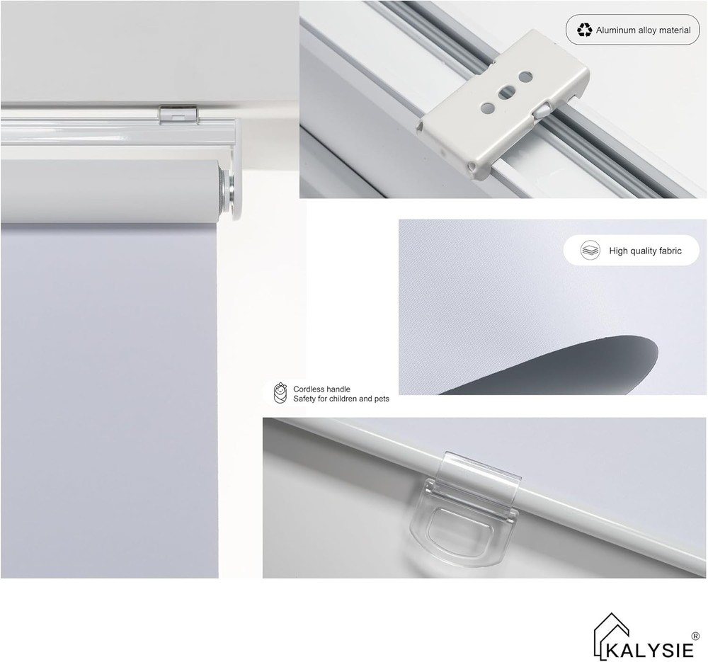 Cordless Roller Shades 100% Blackout Blinds for Windows and Doors, Pull Down ...