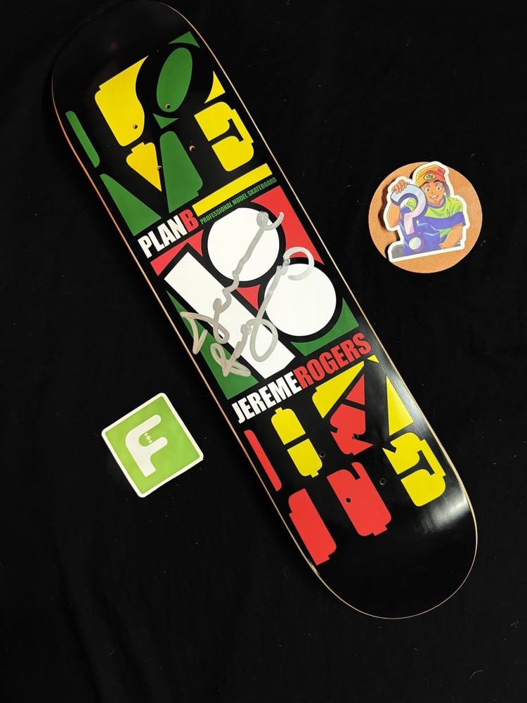 SUPER RARE SIGNED Jereme Rogers Love Hate Plan B Skateboard Deck AUTOGRAPHED