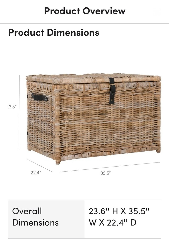 Wicker weave storage trunk