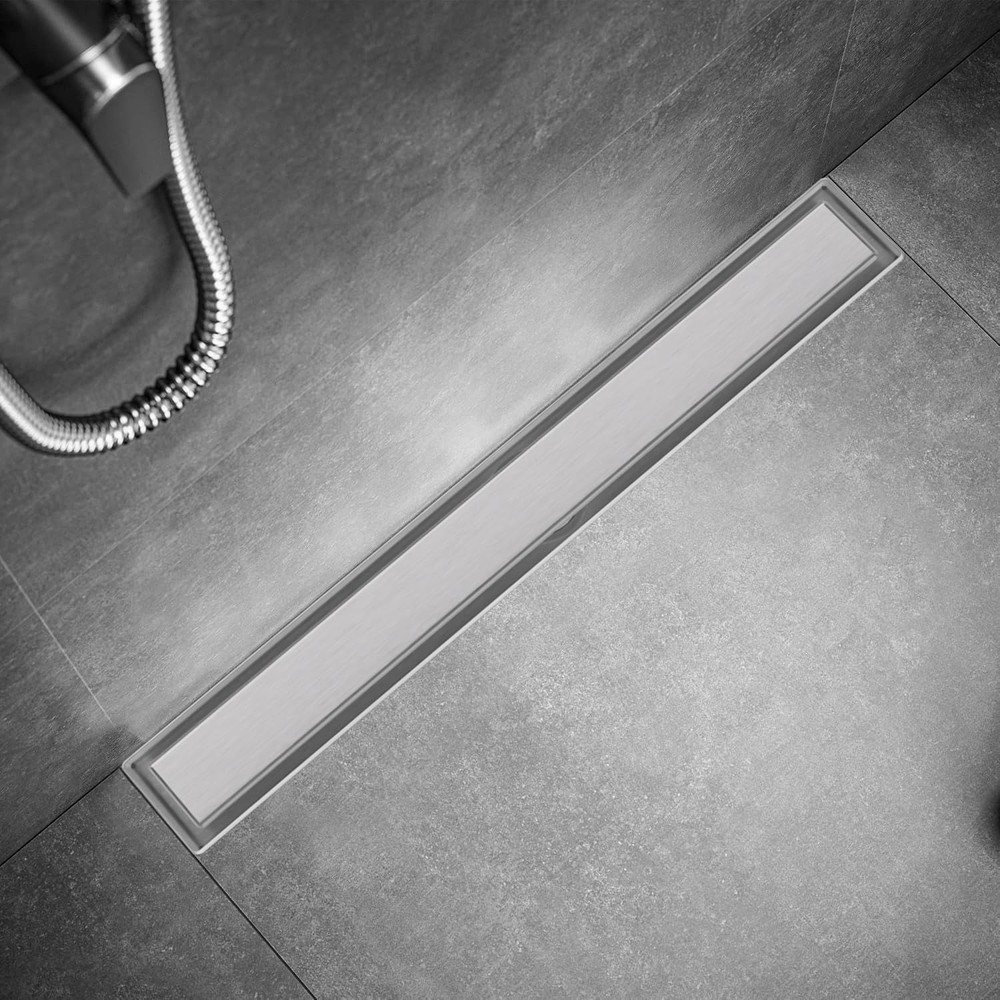 Bmvlffs Brushed Nickel 24-Inch Linear Shower Drain with Tile Insert Grate, Recta
