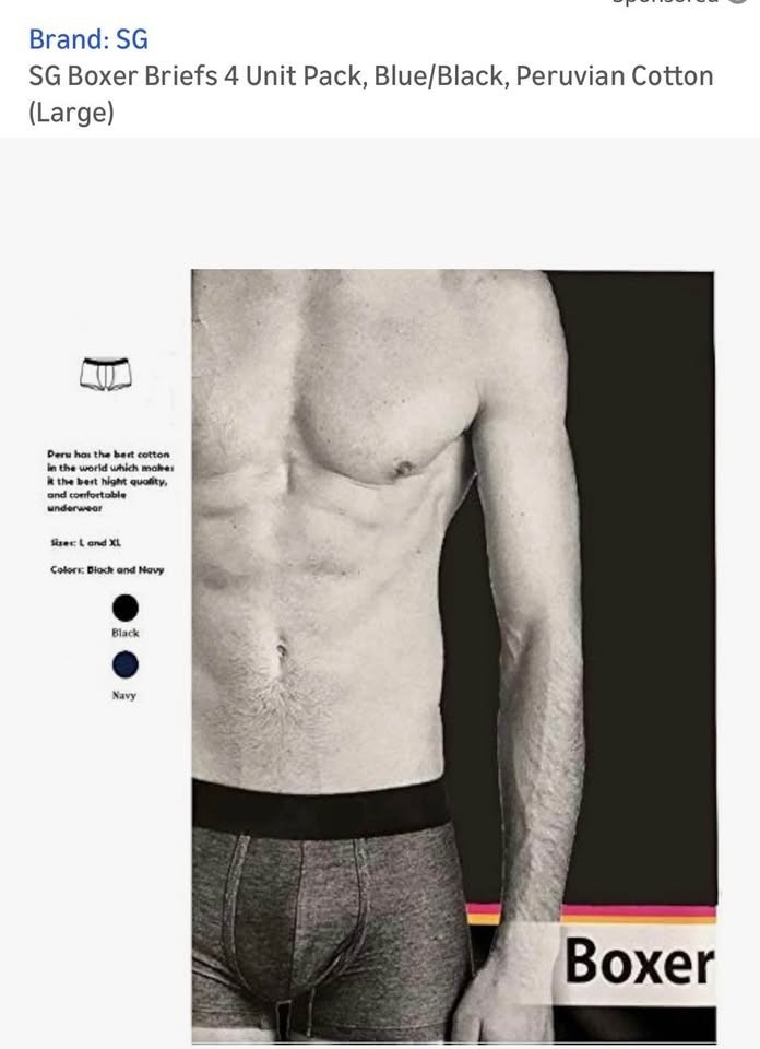 Boxer brief 4unit pack. Navy and Black. Hight Quality Cotton-Size L