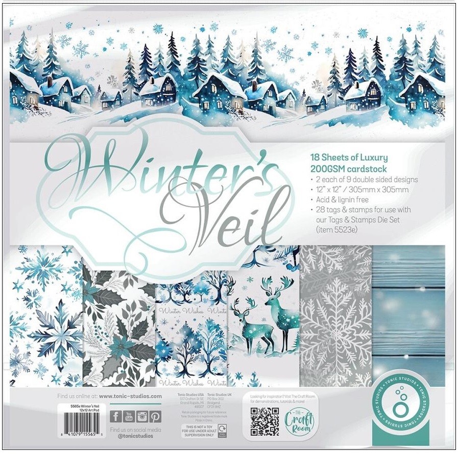 Winter's Veil, DS Paper Pad 12"x12" 18/Pkg + Tags - Tonic 5565