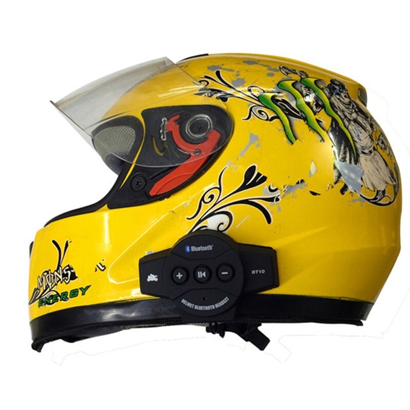 Bluetooth Motorcycle Helmet Interphone Intercom Headset Wireless with Microphone