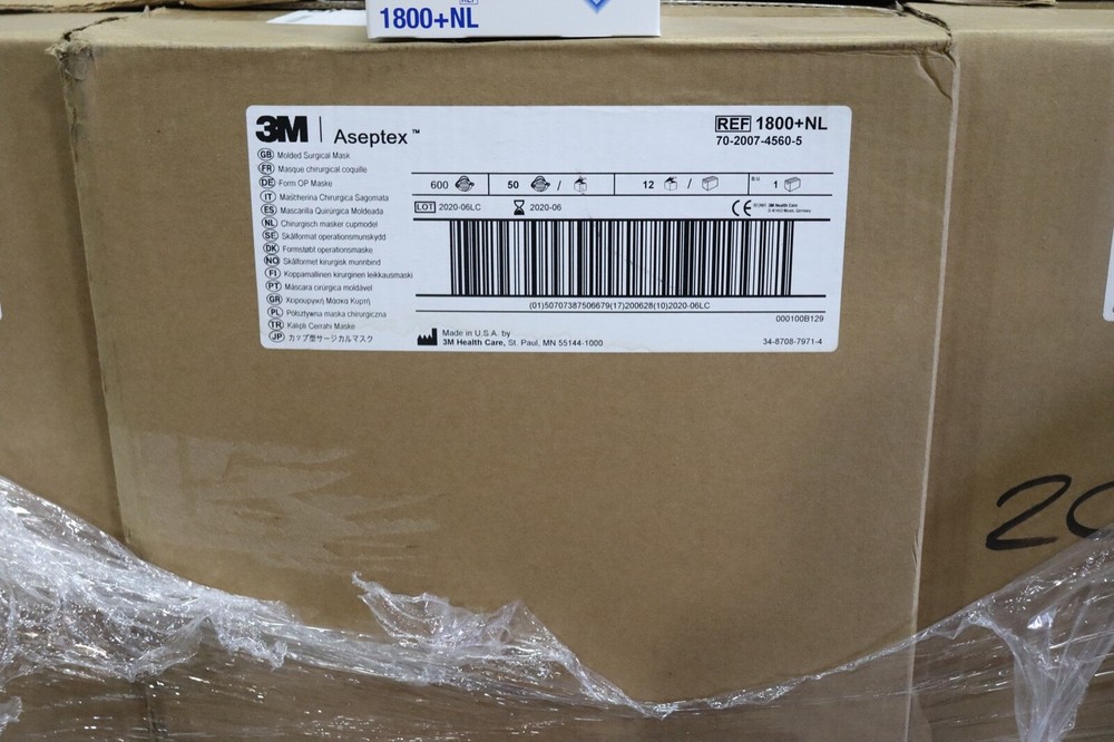 CASE 3M ASEPTEX 1800+N7 600 MASKS TOTAL