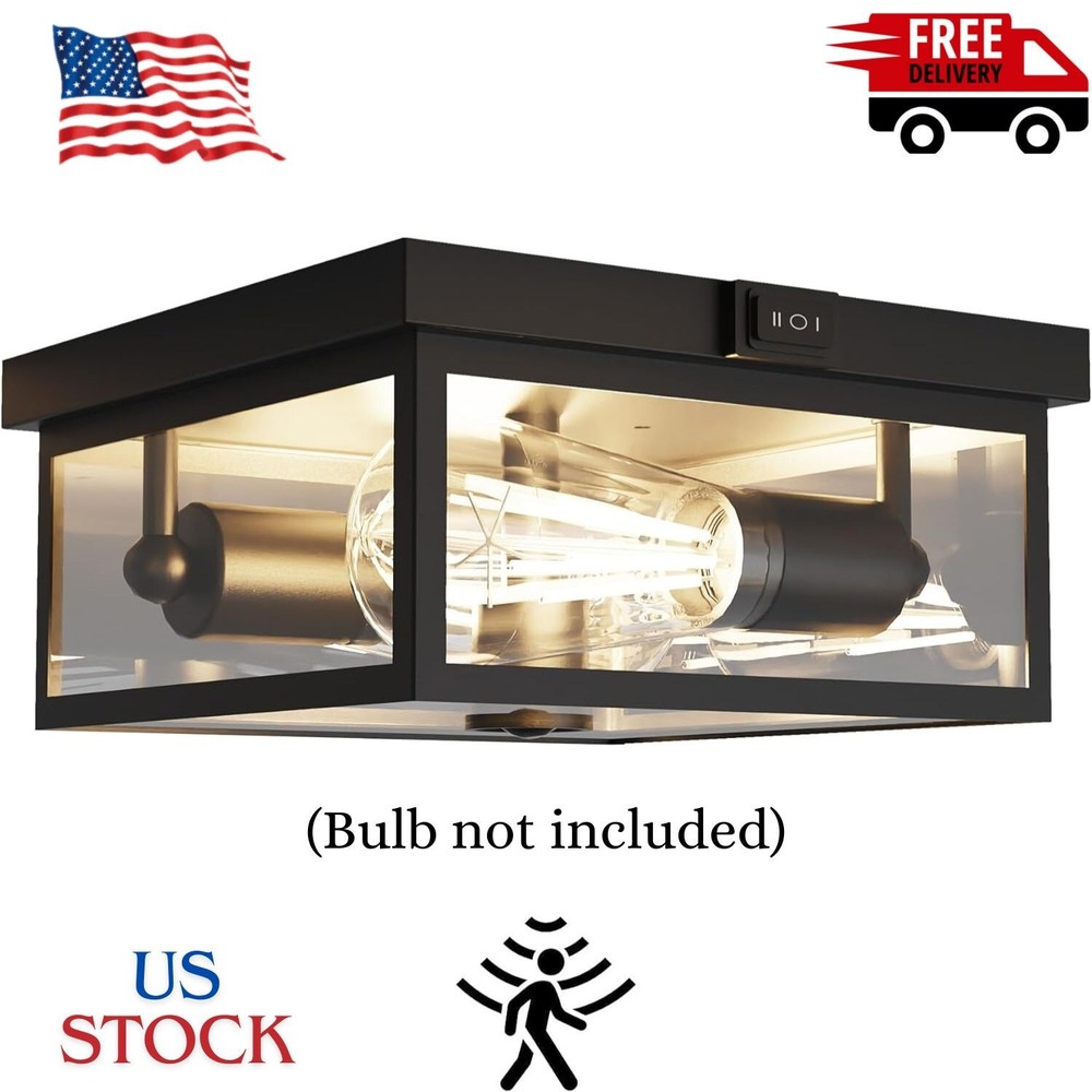 Outdoor Ceiling Light with Motion Sensor, Flush Mount Porch Light