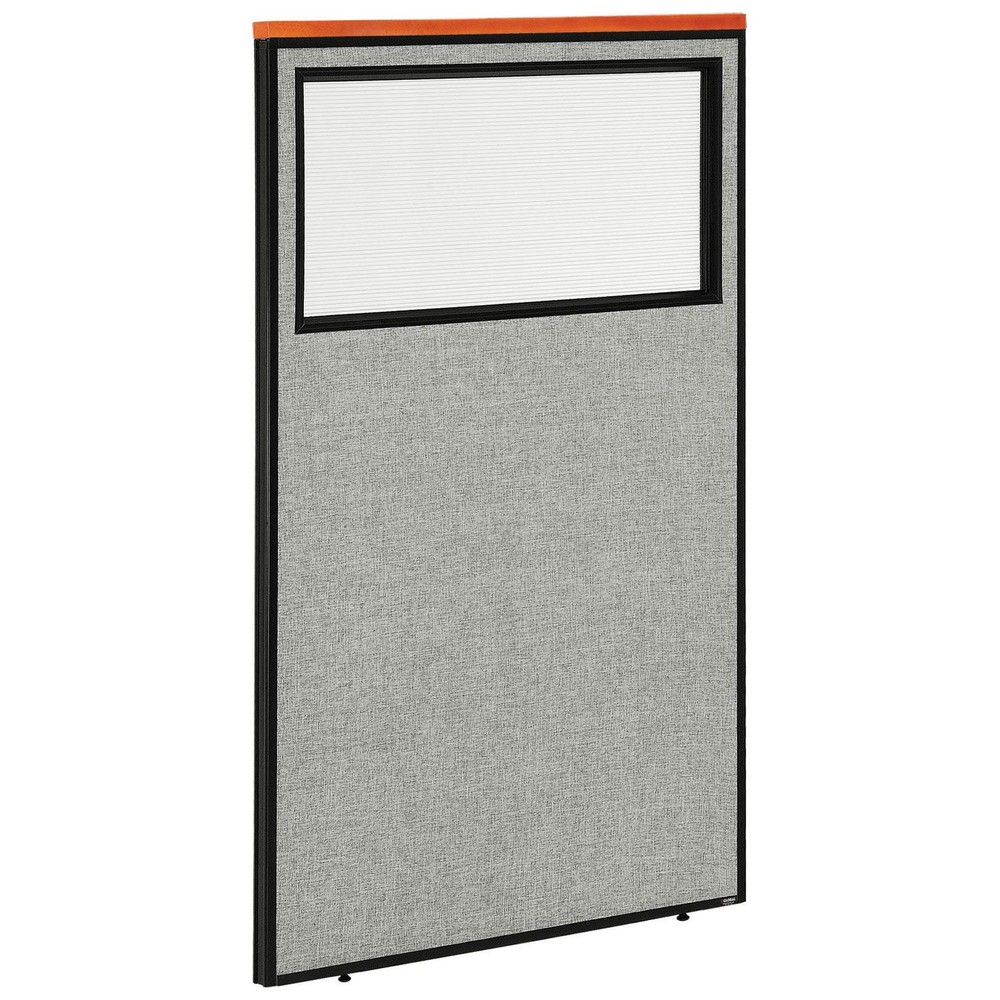 36-1/4"W x 61-1/2"H Deluxe Office Partition Panel with Partial Window Gray