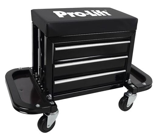 Mechanic Roller Seat with Tool Box - 3-Drawer Rolling Tool Chest Stool with