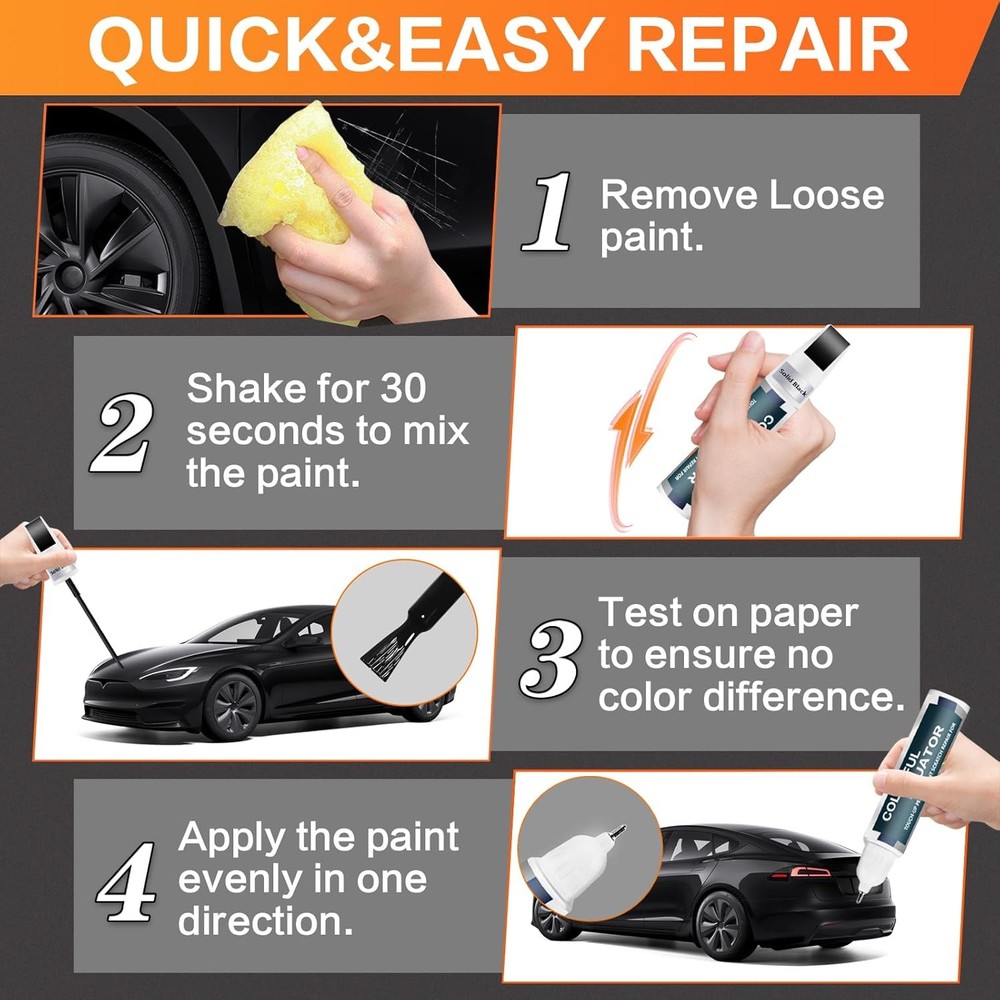 Touch up Paint for Tesla Model 0.4 Fl Oz (Pack of 1), Solid Black(PBSB)