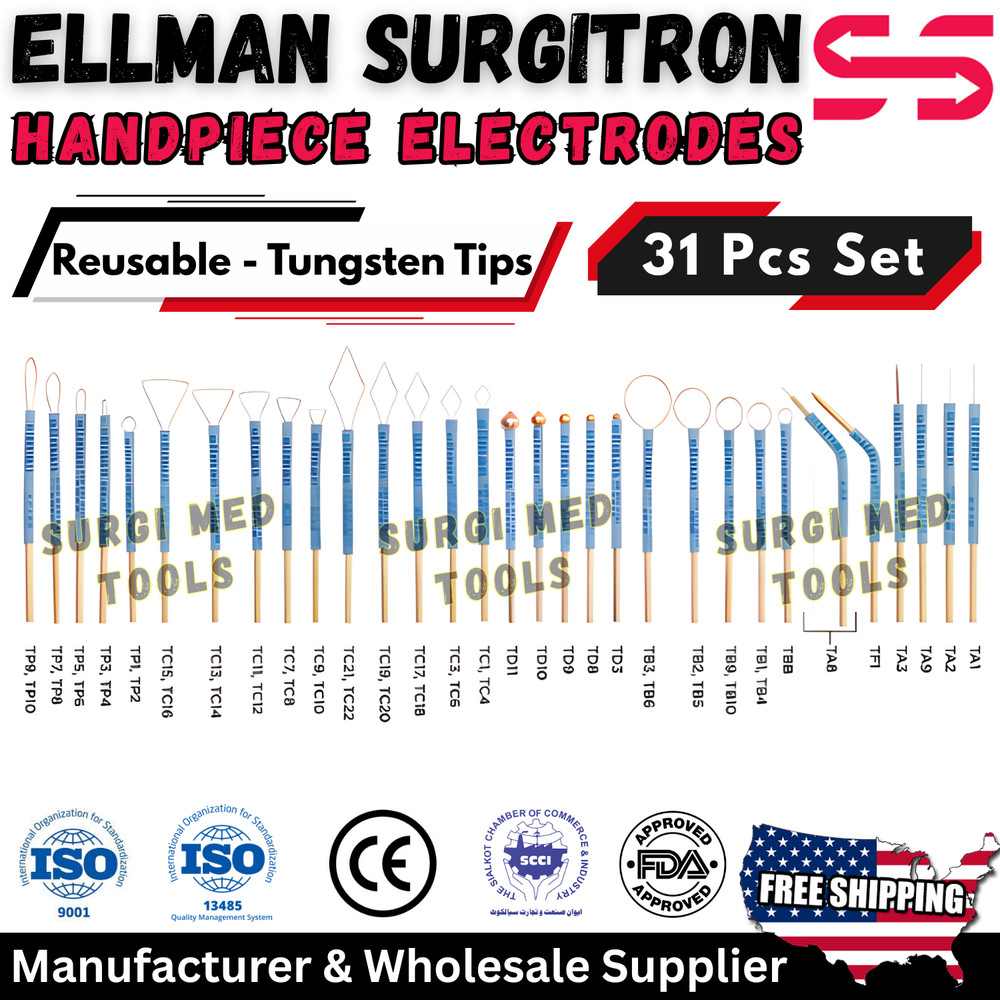 31 Pcs Set Ellman Surgitron Electrosurgical Electrodes All Types Reusable CE