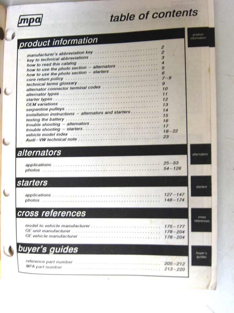 1993 MPA Alternator & Starter Catalog, 224 pages, # ASE-93